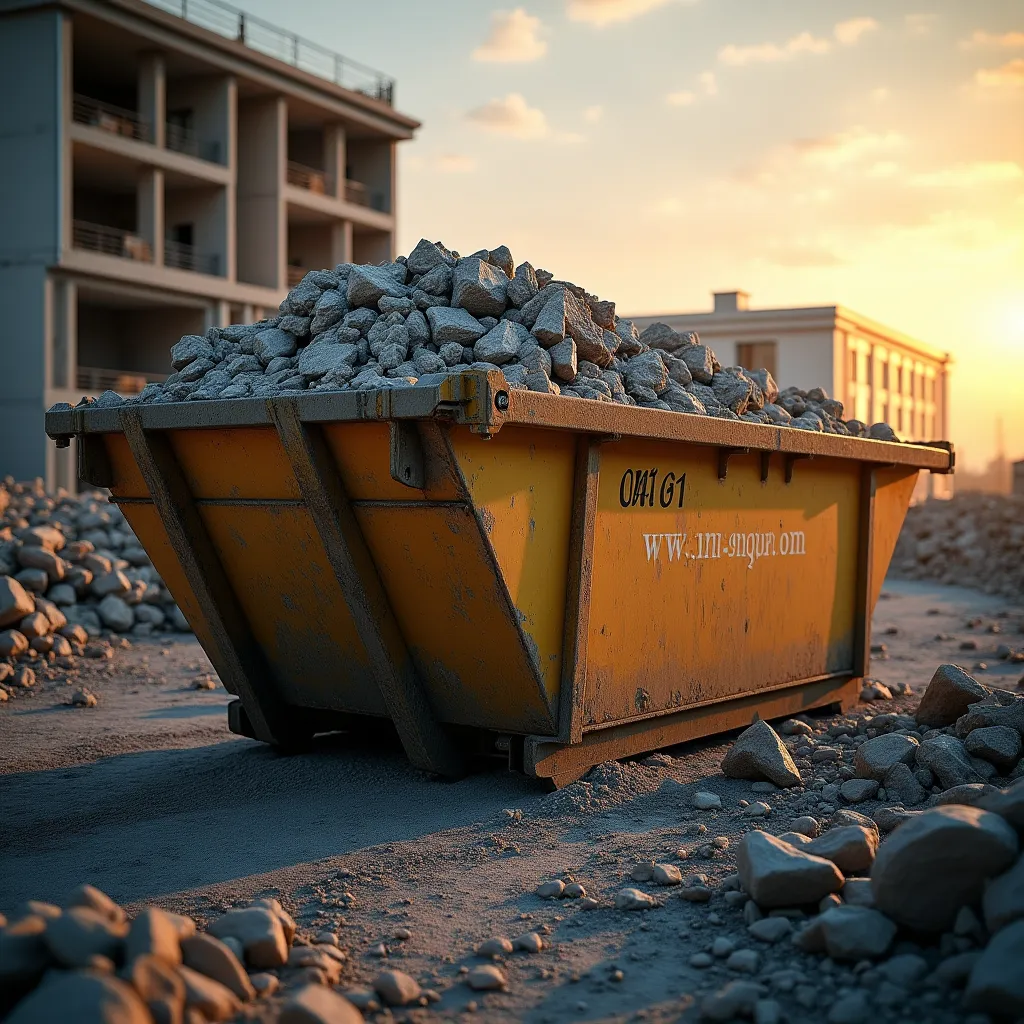 Benne gravats sur chantier